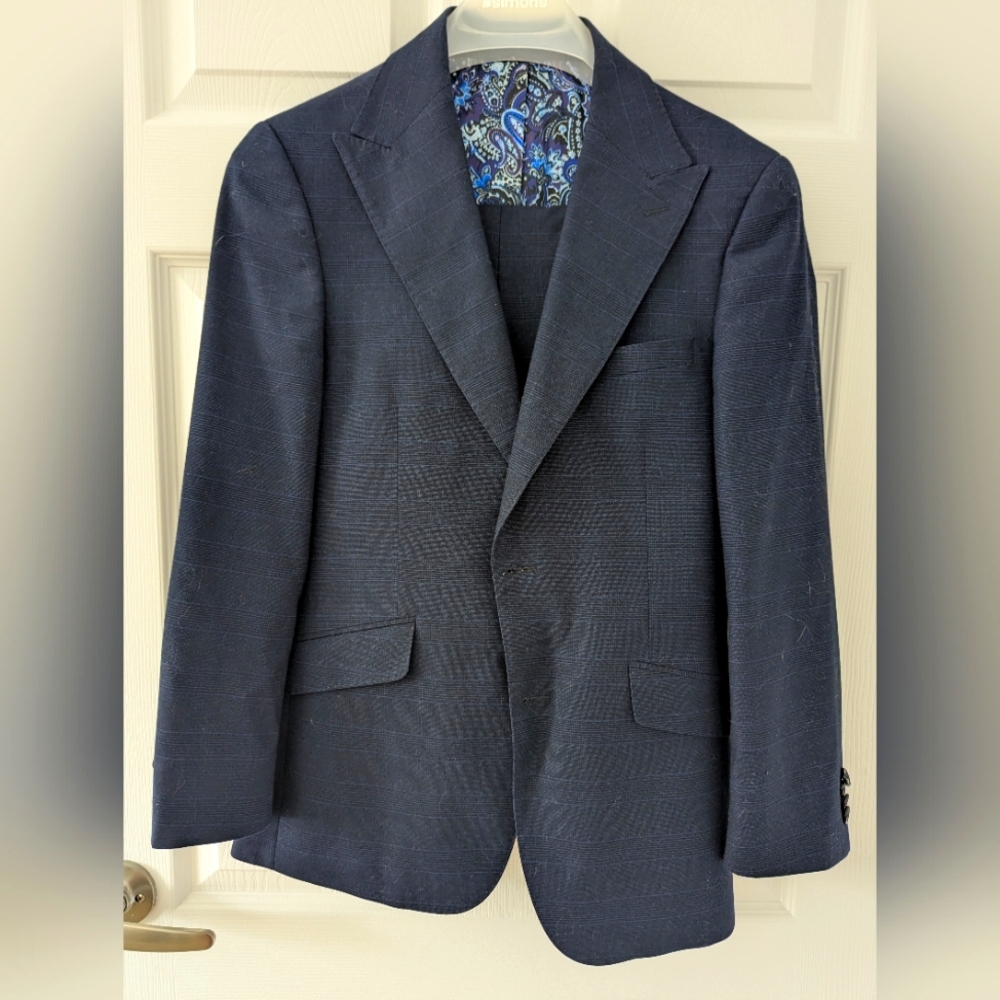 Navy Check Suit - 36S